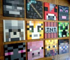 Minecraft Inspired Wall Painting 12 X12 Canvas Boys Room Original Acrylic Painting Hand Painted Minecraft Bedroom Minecraft Room Minecraft Wall