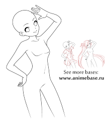 Female anime drawing base goldenagefigurines com. Anime Base Girl Cute Easy Pose Outline Reference For Drawing Manga