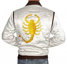 Drive Scorpion White Satin Bomber Jacket