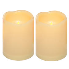 Waterproof Outdoor Flameless Led Candle With Timer Realistic Flickering Battery Operated Powered Electric Electronic Plastic Resin Pillar Candle Size 3 X4 2 Pack Walmart Com Walmart Com