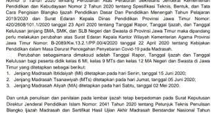 Iya dong siapa dulu wulan gitu hehehe. Surat Edaran Penulisan Tanggal Rapor Tanggal Ijazah Dan Tanggal Kelulusan Jenjang Mi Mts Dan Ma Di Jawa Timur Tahun 2020 Antapedia Com