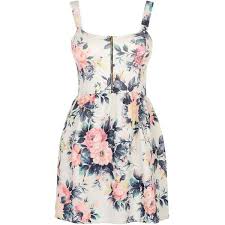 Cameo Rose White Floral Print Zip Front Bustier Dress Fit And Flare Cocktail Dress Short White Cocktail Dresses Floral Dresses Short