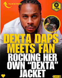 Dexta Daps' super fan gets to meet him while rocking her homemade Dexta Daps  top 🔥❤️ (📸: @sweet_tee_dahustler ) The fact that you're seeing this means  you like dancehall music. That's good