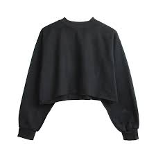 Women Crop Tops Autumn Winter Long Sleeve Pullover Casual Loose Short Fleece Sweatshirt Black Crop Top Sweater Clothes Cropped Sweater