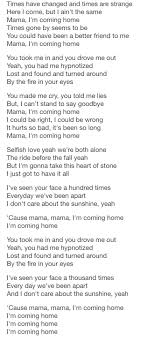 Lyrics For Mama I M Comin Home Ozzy Ozborne Lyrics Rock Songs Song Lyrics