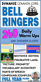 Ela Bell Ringers 240 Daily Warm Ups Distance Learning Digital Included Sentence Editing Middle School Ela Middle School