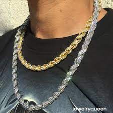 4.4 out of 5 stars 25. 14k Cz Gold Rope Chain Necklace Bracelet 10mm 8inch 30 Inch Iced Rollover Set Ebay