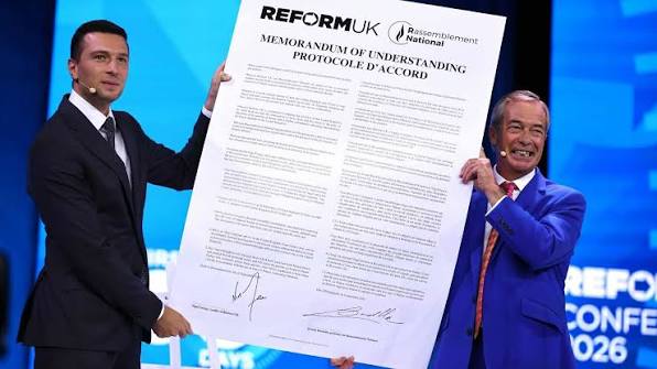 Nigel Farage unveils small boats deal with Jordan Bardella at Reform  conference