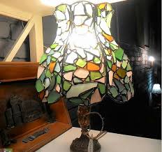 Sometimes a new lamp shade is all that's needed to make a light feel fresh and stylish again. Stained Glass Lamp I Made Using Only Uncut Genuine Sea Glass That I Collect Myself On The Beach Odessa Ukraine It S Base Leg Of Old Italian Candlestick Lampshade Wirework I Found