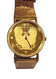 Franklin Mint Eagle Sterling Silver Dial Gold Plated Watch 1988