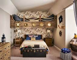 How Cool Is This Pirate Themed Bedroom We Love The Loft Above The Bed Would Your Kids Want Something Bedroom Themes Pirate Room Decor Pirate Bedroom Theme