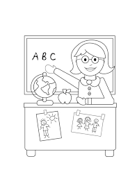 Coloriage De Pour Enseignants Dessin Professeur Devant Son Bureau A Colorier