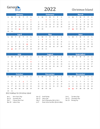 When Is The Last Day For Christmas Break 2022 2022 Christmas Island Calendar With Holidays