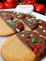 Chocolate Dipped Peanut Butter Christmas Cookies Recipe Cookies Recipes Christmas Delicious Christmas Desserts Christmas Food Desserts