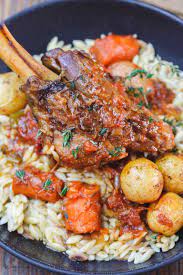 Mediterranean Style Wine Braised Lamb Shanks Recipe The Mediterranean Dish Braising And Slow Cooke Lamb Shank Recipe Braised Lamb Shanks Recipe Braised Lamb