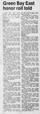 Green Bay East honor roll told 3/5/1981