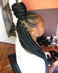 South London Braider On Instagram Half Feed Ins Half Plaits Be Cornrows With Box Braids Braided Half Up Half Down Hair African Braids Hairstyles