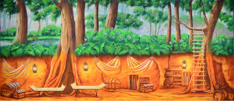 Peterpan Lostboys Hideout Backdrop Stage Musical Theatre Design Dance Schools Backdrops Scenic Backdrops C Painted Backdrops Backdrops Forest Backdrops