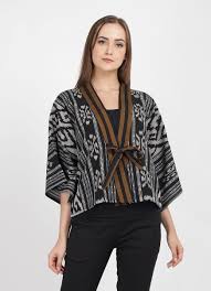 Buy Original Bhatara Batik Tatiana Outer Navy Brown Gray At Indonesia Bobobobo Model Pakaian Desain Blus Gaya Busana
