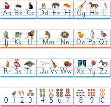Custom imse classroom alphabet line with correct letter and sound correspondence, providing an appropriate visual to students for the most common sounds for . Amazon Com Alphabet Bulletin Board Set Manuscript Abc Number Line Wall Decorations For Pre School Kindergarten Classroom Playroom Bedroom Nursery Decorations For Children Kids Teens Including Numbers 0 10 Office Products