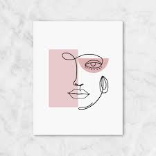 Amazon Com Woman Face Line Art Minimal Wall Art Face Line Drawing Girl S Room Decor Modern Print Simple Line Art Unframed 8x10 Inch Handmade