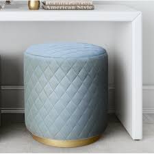 Mercer41 Rolle Ottoman Upholstery Light Blue Round Ottoman Blue Ottoman Ottoman