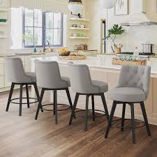Solid Wood Leg Swivel Bar Stool Set
