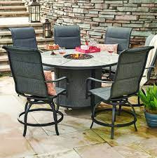 Avellino Fire Pit Counter Height Chair Patio Dining Set True Value Patio Dining Set Rustic Patio Furniture Patio Chairs