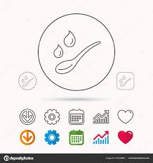 Spoon With Water Drops Icon Baby Medicine Dose Stock