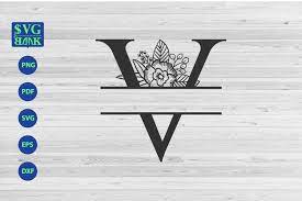 Download Split Monogram Letter V Svg Alphabet Floral Initial Logo V 471020 Cut Files Design Bundles