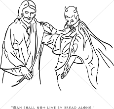 Temptation of jesus coloring page. Satan Tempts Jesus With Earthly Riches Temptation Of Christ Clipart