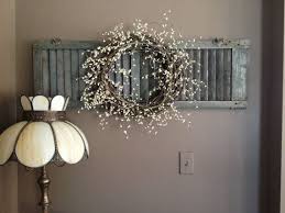 Chalk Painted Shutter With Dried Flower Wreath More Farmhouse Wall Decor Rustic Wall Decor Shutter Decor