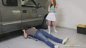 Redhead slut Ella Hughes seduces her car mechanic and get 