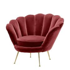 Red Shell Shaped Chair Eichholtz Trapezium Tekli Koltuk Koltuklar Tasarim Oda