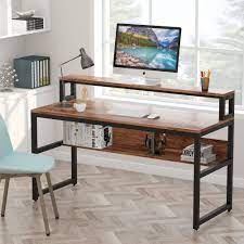 Maybe you would like to learn more about one of these? Tribesigns Computer Desk With Shelves 55 Inches Office Writing Desk With Monitor Stand Shelf Study Workstation With Open Bookshelf For Home Office Vintage Walmart Com Walmart Com