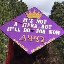 It S Not A Tiara But It Ll Do For Now Golden Crown On Purple Sparkles And College Graduation Cap Decoration Graduation Cap Decoration College Graduation Cap