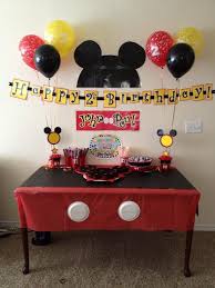 Mickey Cupcake Table Table Cloth Is Made Of Two Dollar Store Plastic Table Clothes One Red One Black Mickey Party Mickey Mouse 1st Birthday Mickey Mouse Bday