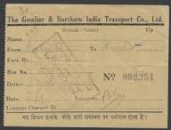 AOPIMT India 1937 The Gwalior & Northern India Transport Co. DOWN bus ticket | eBay