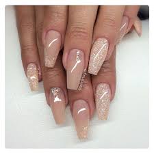Champagne acrylic nails with heart nail designs. Pin On Nails