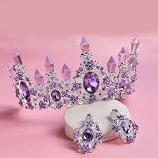 7cm High Purple Crystal Wedding Party Pageant Prom Tiara Crown Earrings Set Ebay Crystal Bridal Tiaras Bridal Jewelry Purple Crown