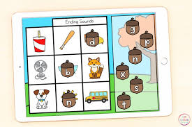 Other than teaching phonics sounds, another great feature of these flashcards is that each letter sits on a line, helping kids to recognize how to write letters like g, j, q, and y. Digital Acorn Letter Sounds Matching Activity