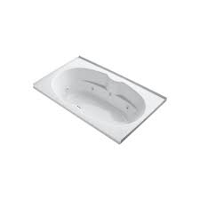 Kohler 6 Ft Whirlpool Tub With Heater And Center Drain In White In 2020 Whirlpool Tub Whirlpool Kohler
