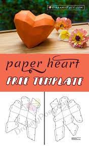1954 paper stand 3d models. Free Template To Make Paper 3d Heart For Your Valentine Paper Hearts Paper Heart Paper Crafts