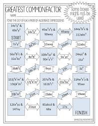This Greatest Common Factor Of Algebraic Expressions Maze Would Be Such A Fun Activity For Factoring Polynomials Algebraic Expressions Greatest Common Factors