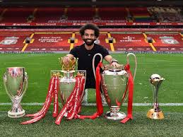 Jordan henderson lifts the premier league trophy as liverpool celebrate their title win in anfield. Mohamed Salah S Family Share In Liverpool S Premier League Triumph