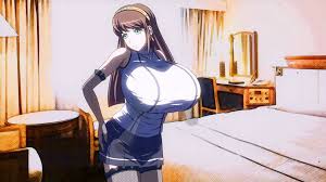 nokko otsu, animated, animated gif, breasts, brown hair, garter belt,  gloves, green eyes, huge breasts, long hair - Image View - | Gelbooru -  Anime Art & Hentai Gallery - Free to Explore