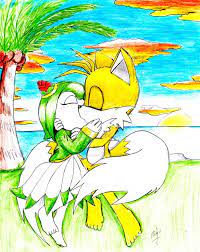 Take one of tails and cosmo are kissing. Cosmo And Tails Kiss By Erosmilestailsprower On Deviantart Fox Painting Nina Gold Sonic Art