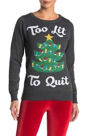Tipsy Elves Too Lit To Quit Christmas Sweater Hautelook