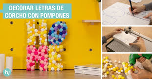 Haz letras con corcho para decorar tu pared. Letras De Corcho Con Pompones Tutorial Handfie Diy