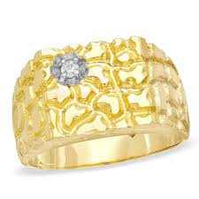 Men's 14k gold,.80 carat diamond cluster nugget style ring. Men S 10k Gold Nugget Ring Zales